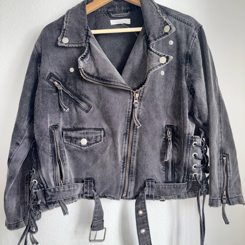 12th tribe "Jetsetter" dark gray denim jacket size S NWOT - Picture 3 of 6